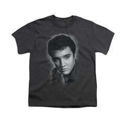 Elvis Presley Shirt Kids Grey Portrait Charcoal T-Shirt