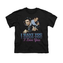 Elvis Presley Shirt Kids I Want You Black T-Shirt
