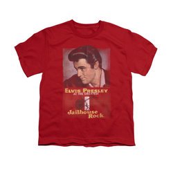 Elvis Presley Shirt Kids Jailhouse Rocker Poster Red T-Shirt
