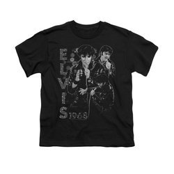 Elvis Presley Shirt Kids Leathered 68 Black T-Shirt