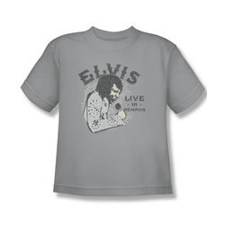 Elvis Presley Shirt Kids Live In Memphis Silver T-Shirt