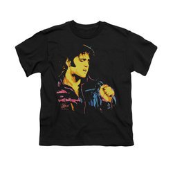 Elvis Presley Shirt Kids Neon Outline Black T-Shirt