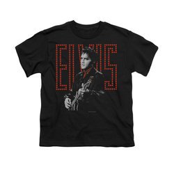 Elvis Presley Shirt Kids Red Guitarman Black T-Shirt