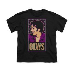 Elvis Presley Shirt Kids Retro Painting Black T-Shirt