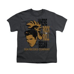 Elvis Presley Shirt Kids Rooster Charcoal T-Shirt