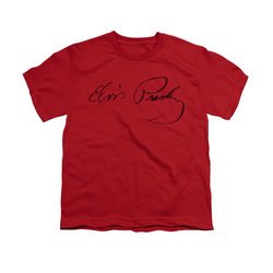 Elvis Presley Shirt Kids Signature Sketch Red T-Shirt