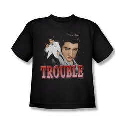 Elvis Presley Shirt Kids Trouble In A White Suit Black T-Shirt