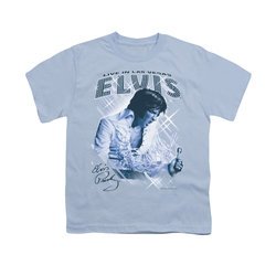 Elvis Presley Shirt Kids Vegas Sparkles Light Blue T-Shirt