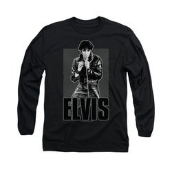 Elvis Presley Shirt Leather Long Sleeve Charcoal Tee T-Shirt