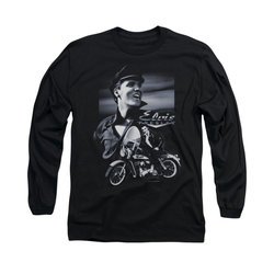 Elvis Presley Shirt Motorcycle Long Sleeve Black Tee T-Shirt