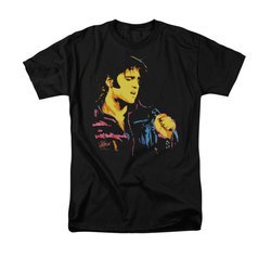 Elvis Presley Shirt Neon Outline Black T-Shirt