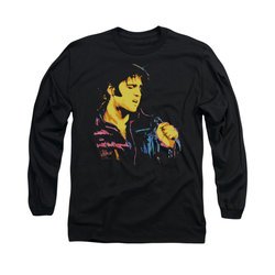 Elvis Presley Shirt Neon Outline Long Sleeve Black Tee T-Shirt