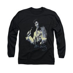 Elvis Presley Shirt Painted King Long Sleeve Black Tee T-Shirt
