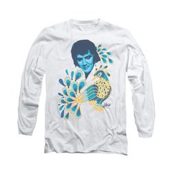 Elvis Presley Shirt Peacock Long Sleeve White Tee T-Shirt