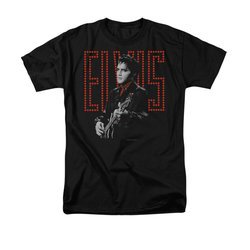 Elvis Presley Shirt Red Guitarman Black T-Shirt