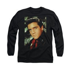 Elvis Presley Shirt Red Scarf Long Sleeve Black Tee T-Shirt
