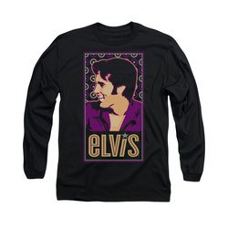 Elvis Presley Shirt Retro Painting Long Sleeve Black Tee T-Shirt