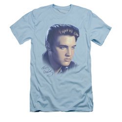 Elvis Presley Shirt Slim Fit Big Portrait Light Blue T-Shirt