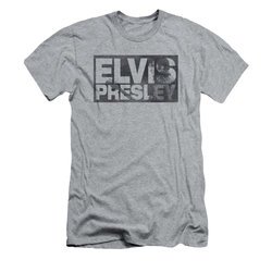 Elvis Presley Shirt Slim Fit Block Letters Athletic Heather T-Shirt