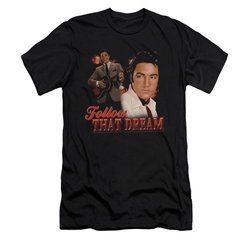 Elvis Presley Shirt Slim Fit Follow That Dream Black T-Shirt