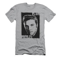 Elvis Presley Shirt Slim Fit Graphic Portrait Silver T-Shirt