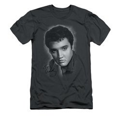 Elvis Presley Shirt Slim Fit Grey Portrait Charcoal T-Shirt