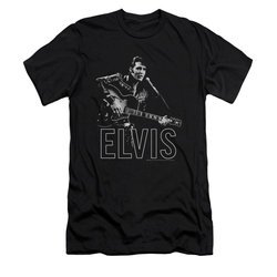 Elvis Presley Shirt Slim Fit Guitar In Hand Black T-Shirt