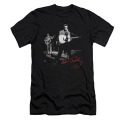 Elvis Presley Shirt Slim Fit In The Spot Light Guitar Black T-Shirt