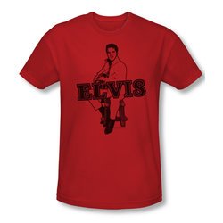 Elvis Presley Shirt Slim Fit Jamming Red T-Shirt