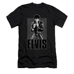 Elvis Presley Shirt Slim Fit Leather Charcoal T-Shirt