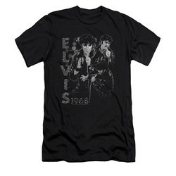 Elvis Presley Shirt Slim Fit Leathered 68 Black T-Shirt