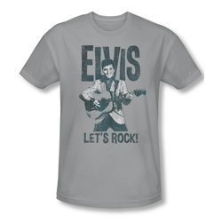Elvis Presley Shirt Slim Fit Let's Rock! Silver T-Shirt