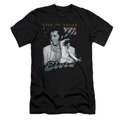 Elvis Presley Shirt Slim Fit Live In Vegas Black T-Shirt