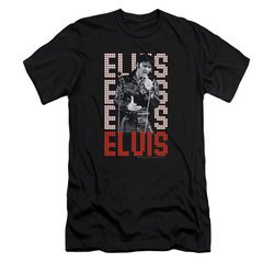 Elvis Presley Shirt Slim Fit Name In Lights Black T-Shirt