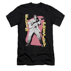 Elvis Presley Shirt Slim Fit Pink Rock Black T-Shirt