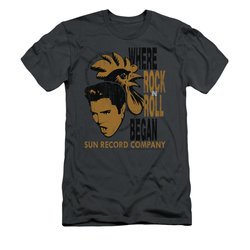 Elvis Presley Shirt Slim Fit Rooster Charcoal T-Shirt