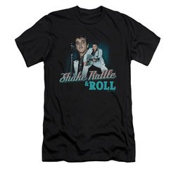 Elvis Presley Shirt Slim Fit Shake Rattle And Roll Black T-Shirt