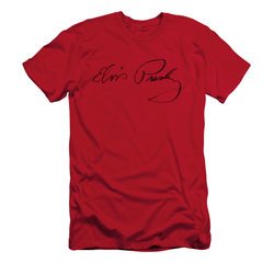 Elvis Presley Shirt Slim Fit Signature Sketch Red T-Shirt