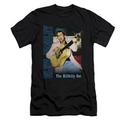 Elvis Presley Shirt Slim Fit The Hillbilly Cat Black T-Shirt