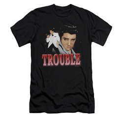 Elvis Presley Shirt Slim Fit Trouble In A White Suit Black T-Shirt