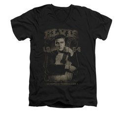 Elvis Presley Shirt Slim Fit V-Neck 1954 distressed Black T-Shirt