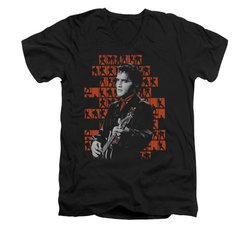 Elvis Presley Shirt Slim Fit V-Neck 1968 Black T-Shirt