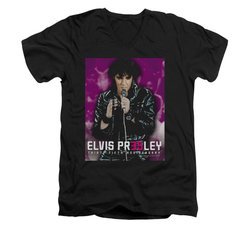 Elvis Presley Shirt Slim Fit V-Neck 35 Leather Black T-Shirt