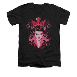 Elvis Presley Shirt Slim Fit V-Neck Face It Pink Black T-Shirt