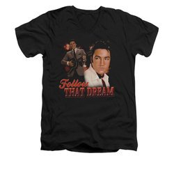 Elvis Presley Shirt Slim Fit V-Neck Follow That Dream Black T-Shirt