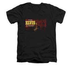 Elvis Presley Shirt Slim Fit V-Neck From Memphis Black T-Shirt