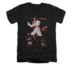 Elvis Presley Shirt Slim Fit V-Neck Hit The Lights Black T-Shirt