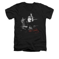 Elvis Presley Shirt Slim Fit V-Neck In The Spot Light Guitar Black T-Shirt