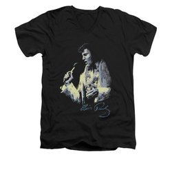 Elvis Presley Shirt Slim Fit V-Neck Painted King Black T-Shirt