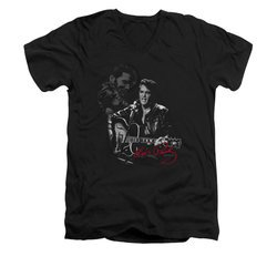 Elvis Presley Shirt Slim Fit V-Neck Show Stopper Black T-Shirt